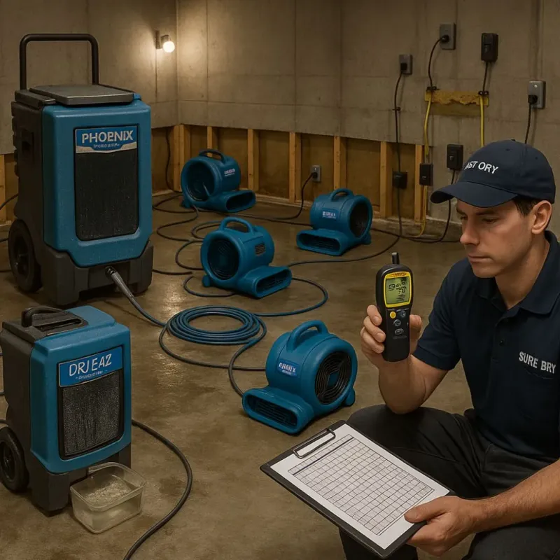 Structural Drying and Dehumidification process in Crystal Lawns, IL